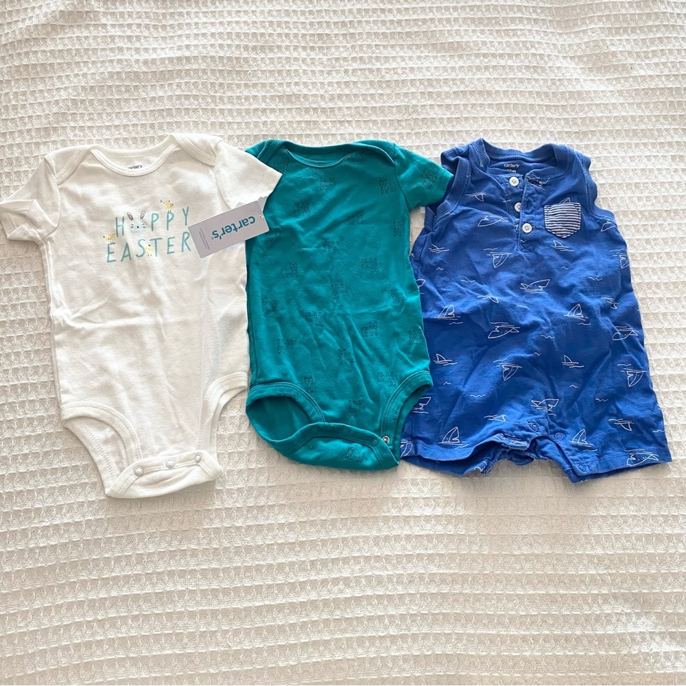 Carter’s 12M Easter spring summer onesie bundle